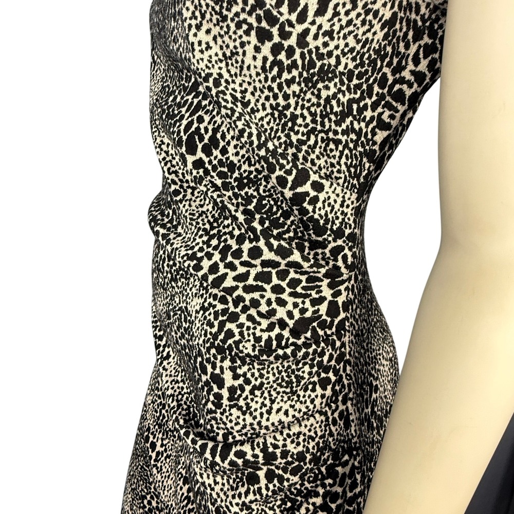 Leopard Print Dress Size 4 Ruched Sheath Dress Jersey Knit Bodycon Comfortable - Picture 8 of 12